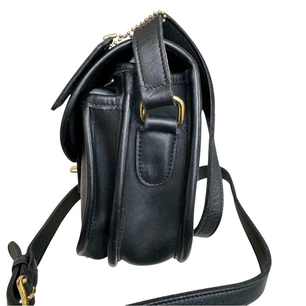 Coach Vintage Leather Prairie Shoulder Bag Messenger Flap Black Crossbody 9954